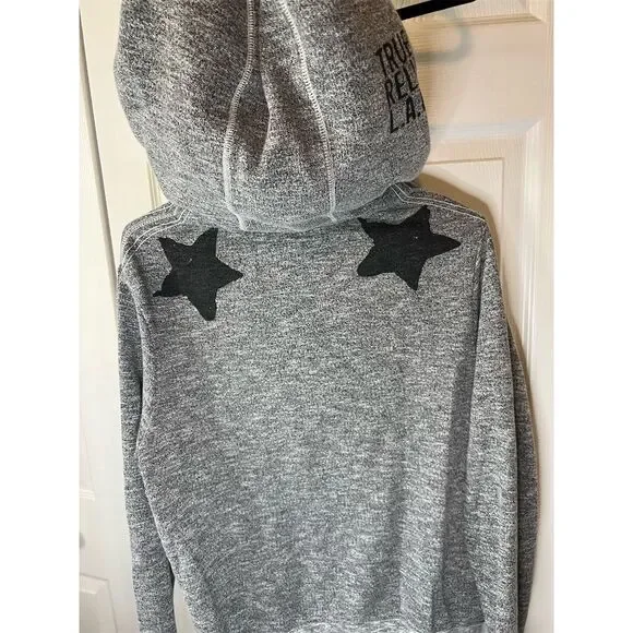 True Religion Women's Gray Graphic Hoodie Small Casual Kangaroo Pocket - Picture 4 of 9